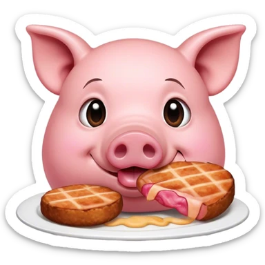 pig is eating cutlets  sticker
