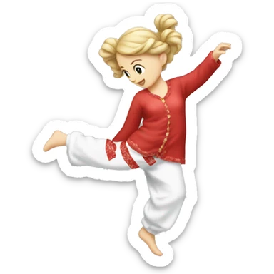 White Girl dancing in red pajamas  sticker
