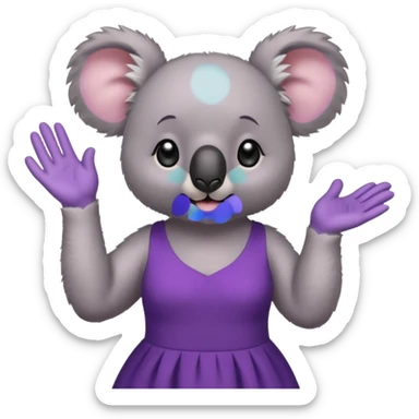Koala purple drees eyelashe clapping sticker