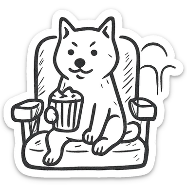 Shiba Inu sitting in a movie theater sticker