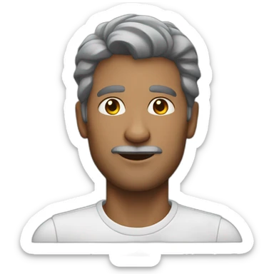 white face of handsome and slim 50 year old dark-skinned engineer sticker