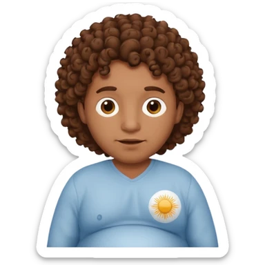 A pregnant Argentinian man with brown curly hair sticker