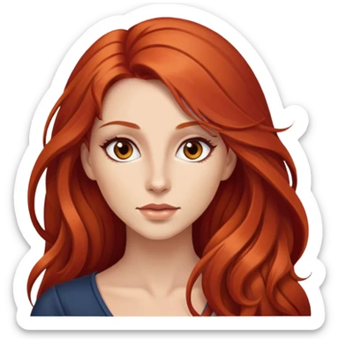 Une magnifique femme avec des cheveux long roux, yeux marrons belle comme une déesse  sticker