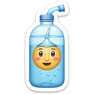 botella de agua sin una cara en el medio  sticker