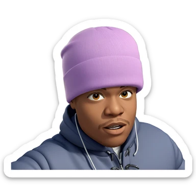 boy in beanie with background sticker