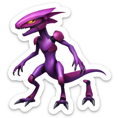 a Genesect-Raptor-Fakémon—hybrid with a futuristic visor-helmet full body sticker