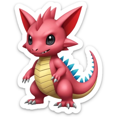 randomly-colored edgy kawaii Fakémon-Pokémon-Scalie-Digimon-creature (full body) sticker