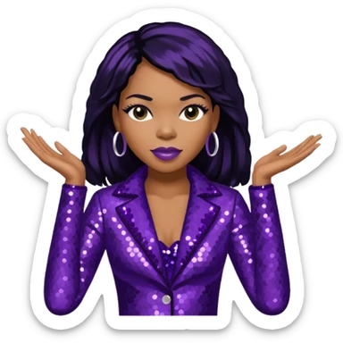 Tenitra Michelle Williams (b.1979), R&B Singer from Destiny's Child with jet black hair, medium dark skin, dark purple sequin outfit sticker