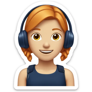 Ginger girl wearing navy blue headphones sticker