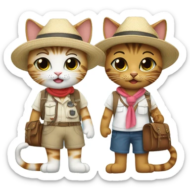 2 girl cats dressed up as tourists sticker