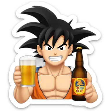 Goku avec une bière  sticker