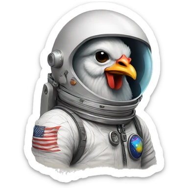 sketched chicken astronaut sticker