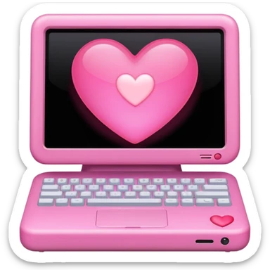 Pink computer with a little heart in the middle sticker