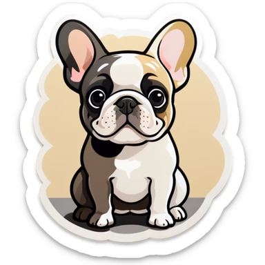 White black and beige frenchie sticker