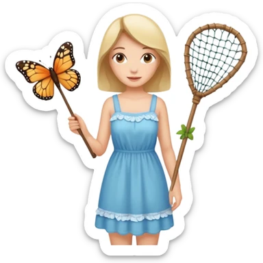 woman holding butterfly net sticker