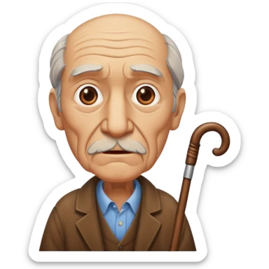 Tall brown old man with a cane  sticker