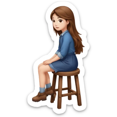 a girl sitting on stool move towards back head turn. sticker