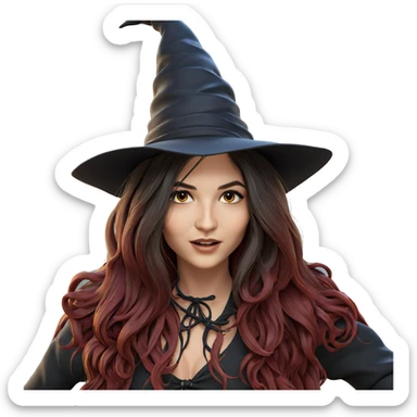 witchy girl with long hair sticker