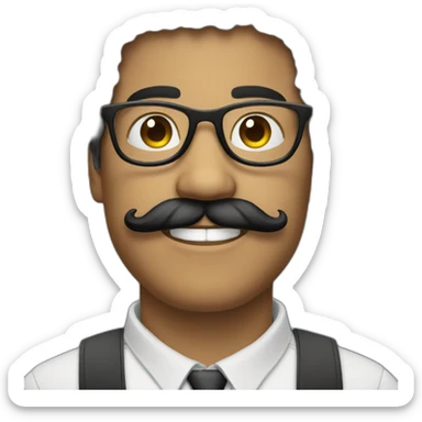 Man with black hair Afro and glasses and moustache  sticker