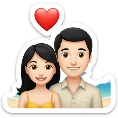 A white woman and man on their honeymoon (black hair) sticker