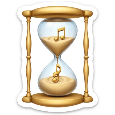 hourglass with a music note inside sticker
