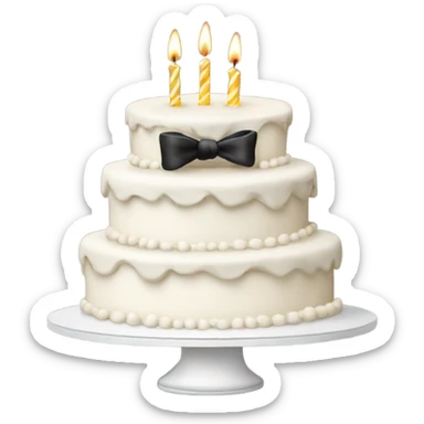 White Happy birthday cake with black bows sticker