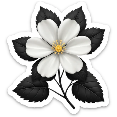 White flower with black leaves sticker