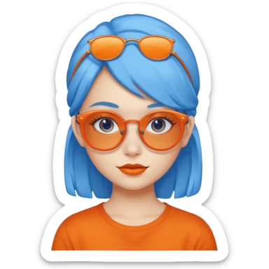 blue skinned orange glassed child girl sticker