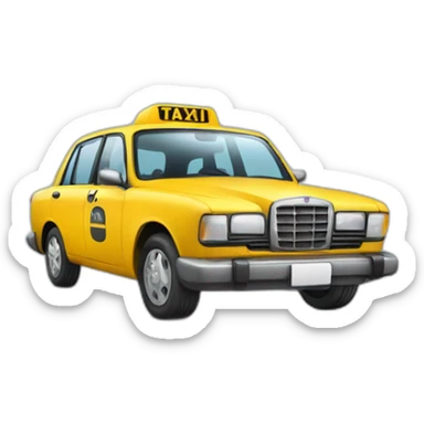 Un auto azul con letrero de taxi sticker