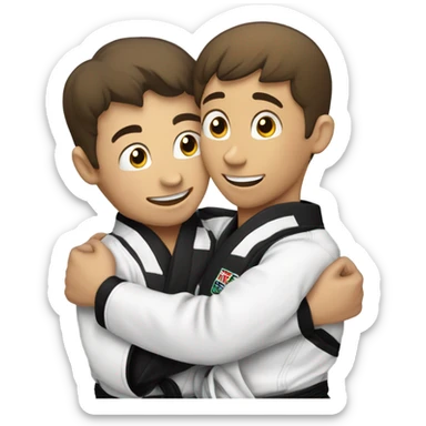 One jiujitsu boy hugging another jiujitsu boy sticker