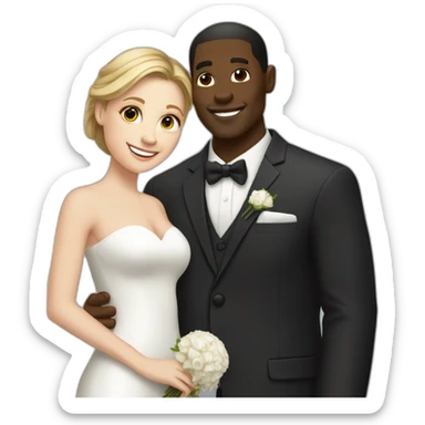 Interracial marriage white woman black man happy sticker