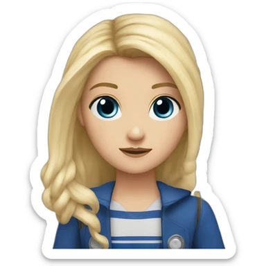 joven rubia de ojos azules y pelo largo a punto de entrar en la tardis sticker