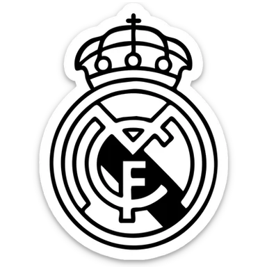 Real Madrid logo, simple black outlined icon, no fill sticker