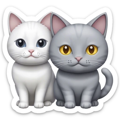 A grey cat and a white cat sticker