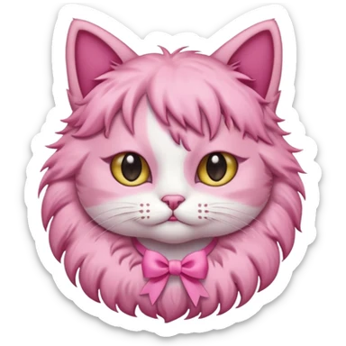 cute pink cat with a ribbon as necklace sticker
