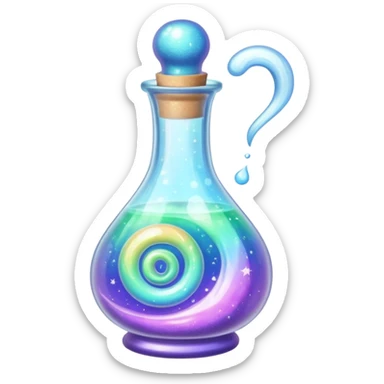 Sparkling shiny pastel potion in a magic bottle sticker