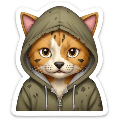 homeless dog cat with torn hoodie


 sticker