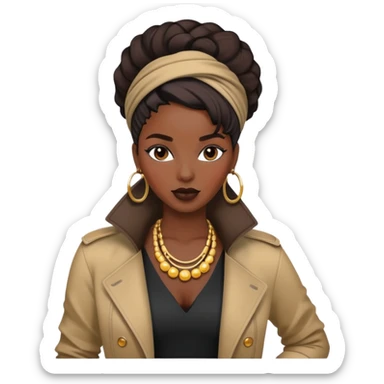 Stylish African woman with trendy clothes, fashionable hairstyle, and modern accessories sticker