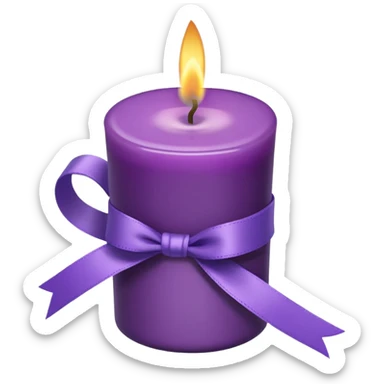 A cup of purple candle with purple ribbon wrapped around the cup. sticker