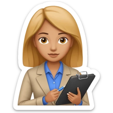 women with clipboard checking page sticker