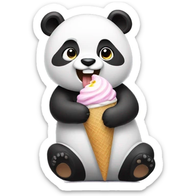 Panda eating ice cream sticker