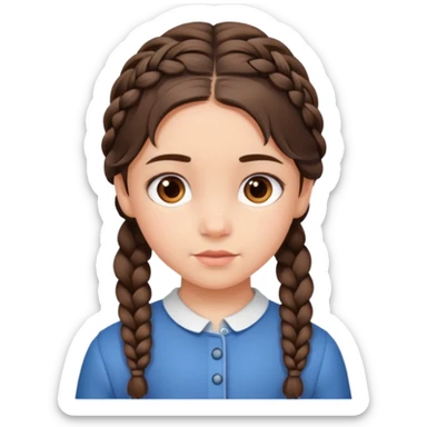 brunet kid girl young with braid sticker