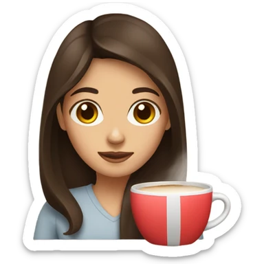 brunette girl with cup of coffee  sticker