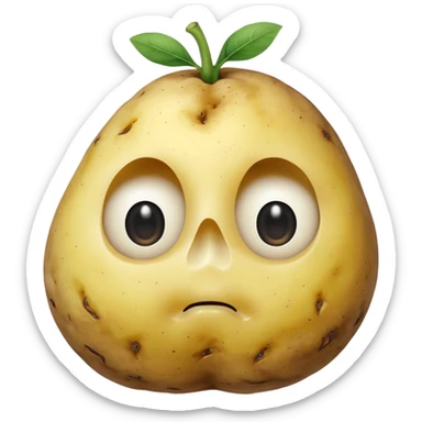 peeled potato vegetable frontal view sticker