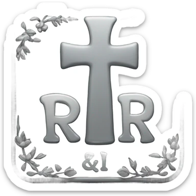 a black grave with the inscription R i P in silver sticker