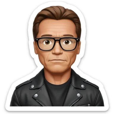 terminator shwartzneger only top in black galssess and his black jacket sticker