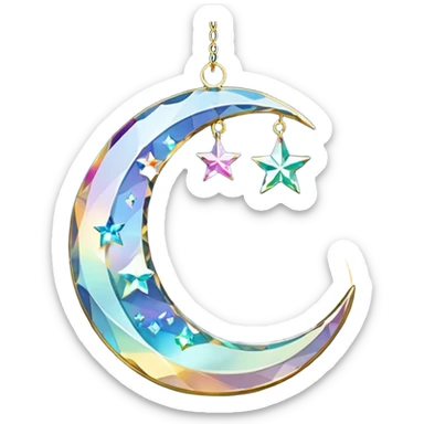 Hanging crystal crescent moon car mirror suncatcher hanger sticker