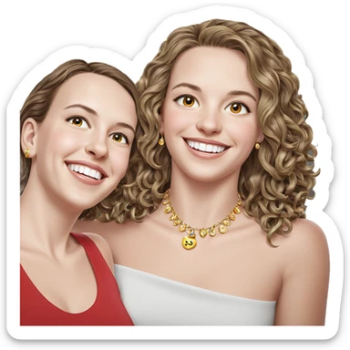 smiling girls with jewelry sticker