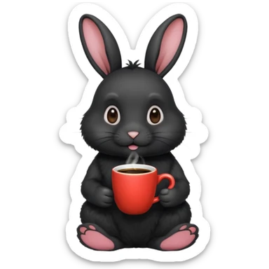 black rabbit with coffee sticker