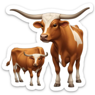 bull, Texas Longhorn, ridiculously long horns, full body, not skinny sticker